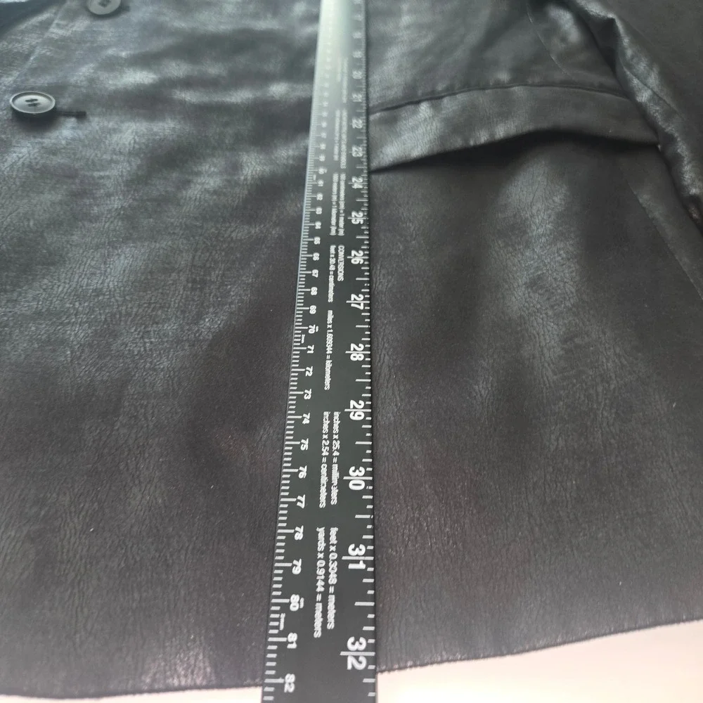 Andrew Fezza Mens Black Faux Leather Blazer Two Button Paisley Lined Jacket